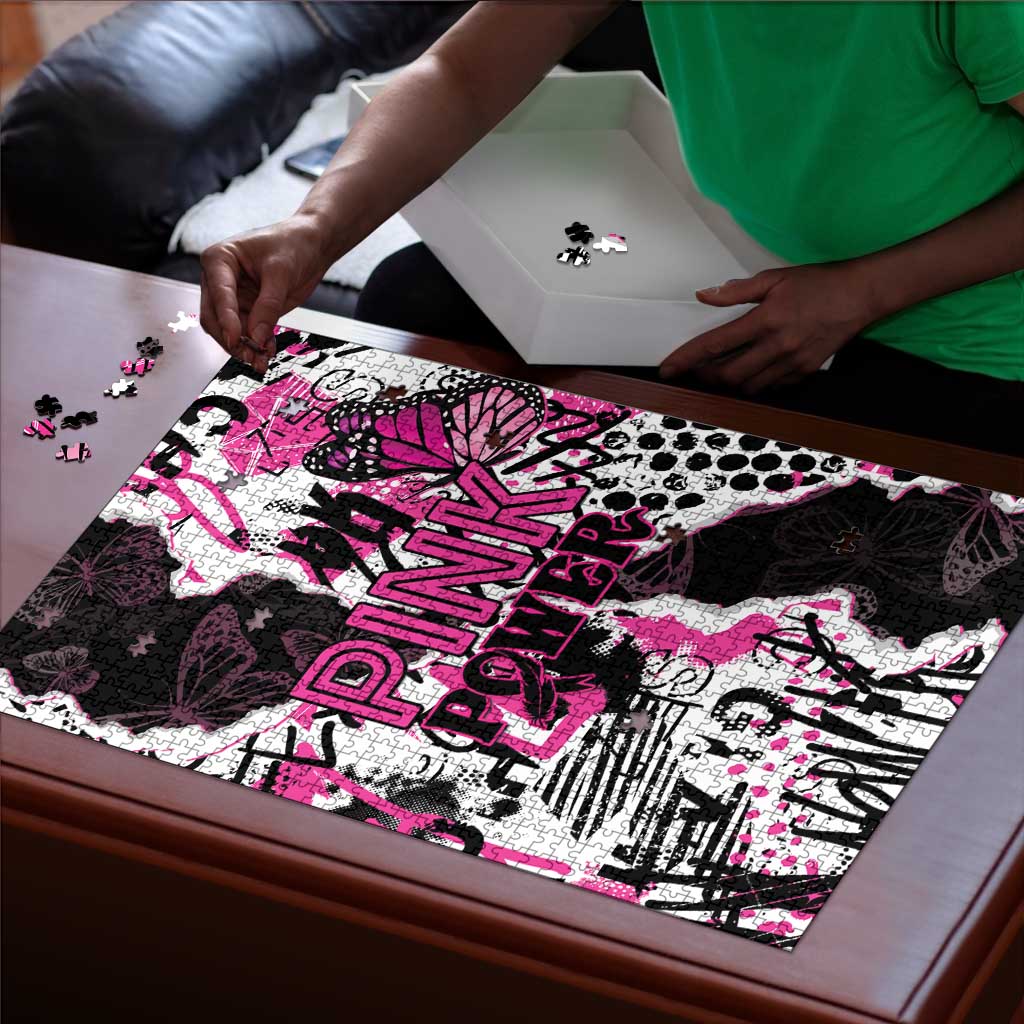Pink Power Graffiti Puzzle Breast Cancer Awareness