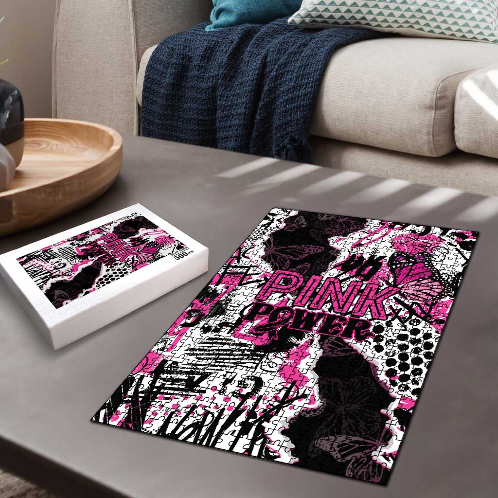Pink Power Graffiti Puzzle Breast Cancer Awareness