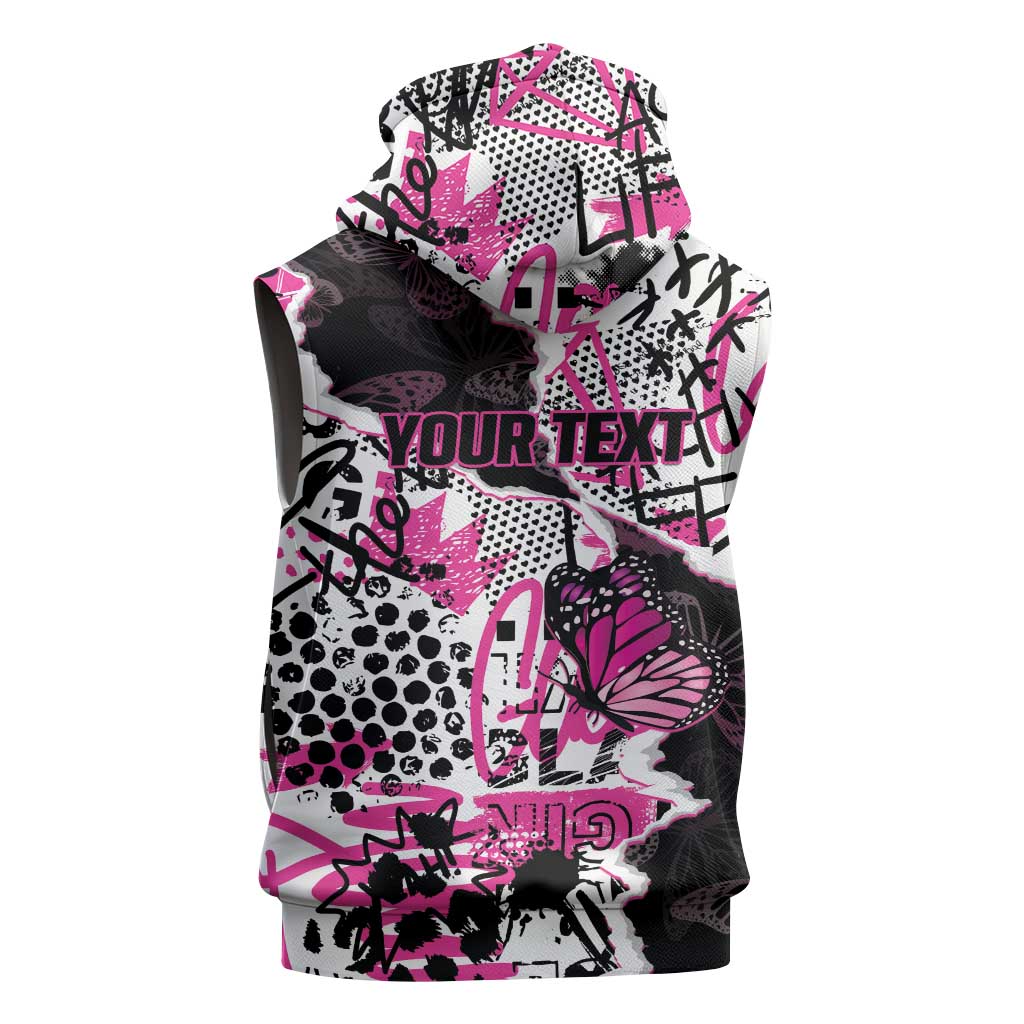 Personalized Pink Power Graffiti Sleeveless Hoodie Breast Cancer Awareness - African Pride