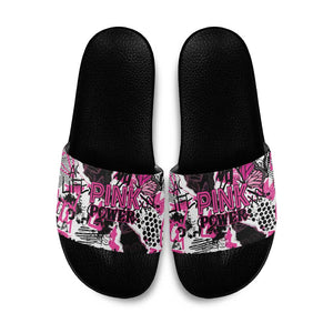 Pink Power Graffiti Slide Sandals Breast Cancer Awareness