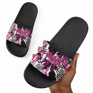 Pink Power Graffiti Slide Sandals Breast Cancer Awareness