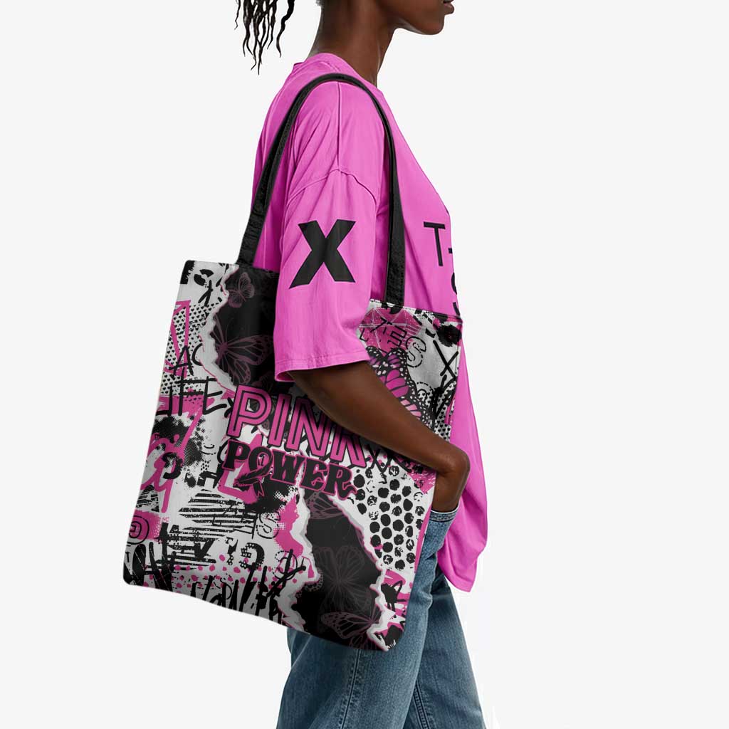 Pink Power Graffiti Tote Bag Breast Cancer Awareness
