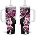 Personalized Pink Power Graffiti Tumbler With Handle Breast Cancer Awareness - African Pride