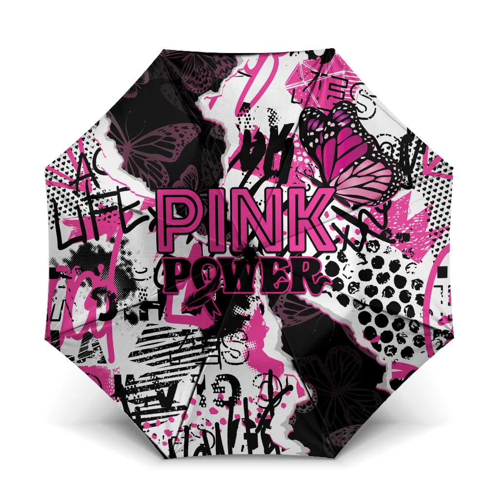 Pink Power Graffiti Umbrella Breast Cancer Awareness