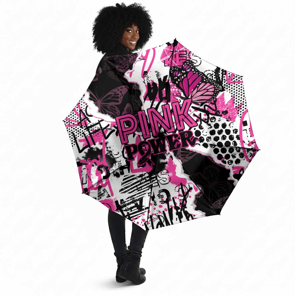Pink Power Graffiti Umbrella Breast Cancer Awareness