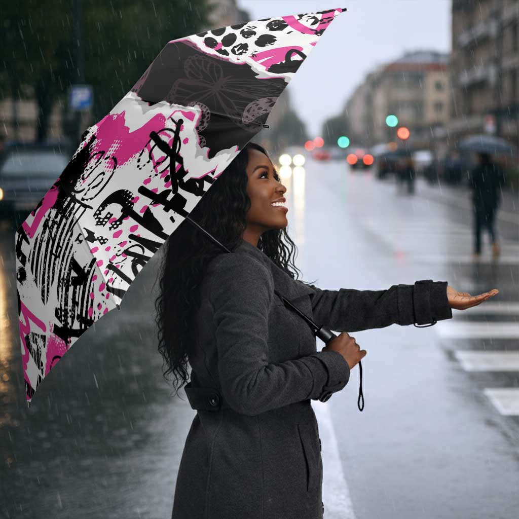 Pink Power Graffiti Umbrella Breast Cancer Awareness