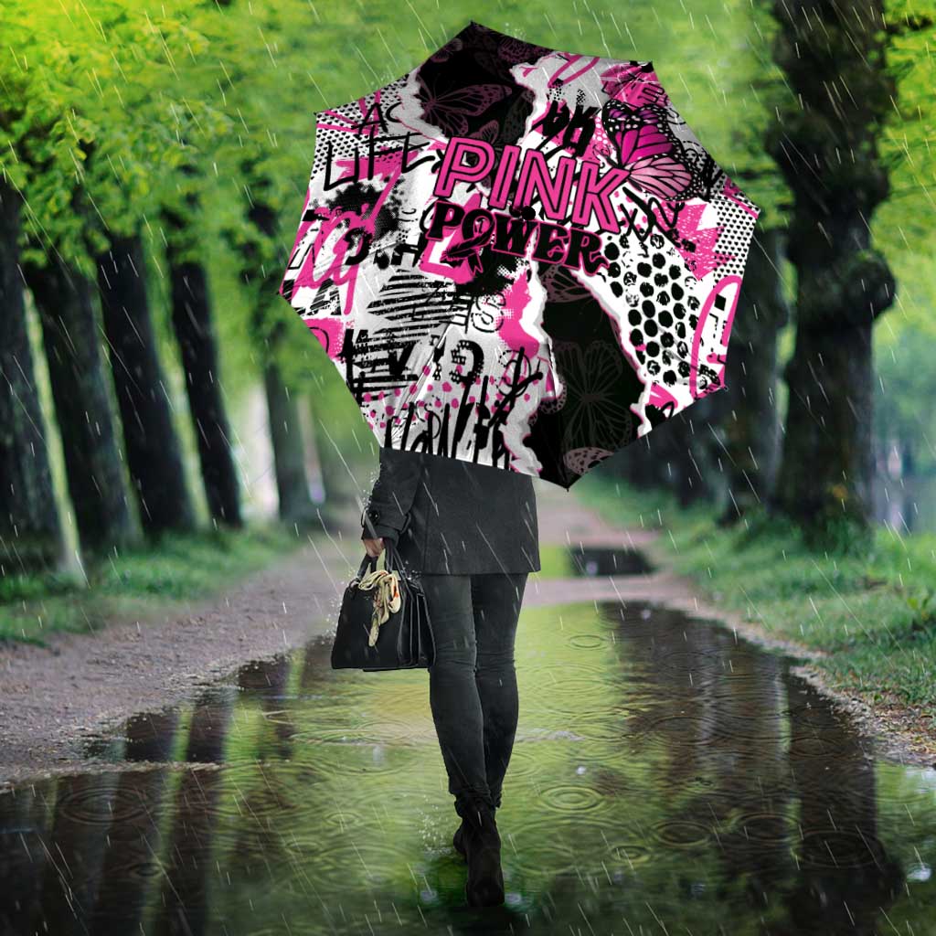 Pink Power Graffiti Umbrella Breast Cancer Awareness