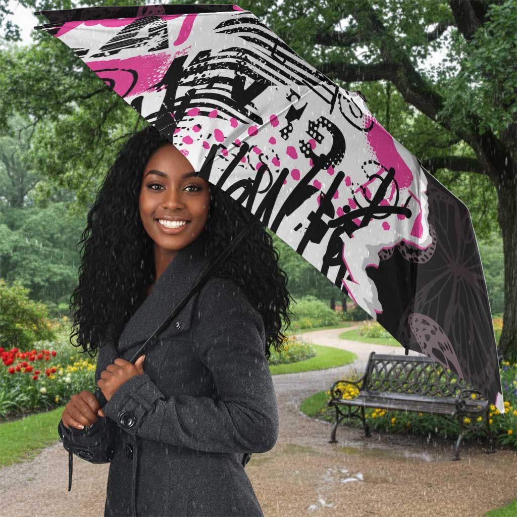 Pink Power Graffiti Umbrella Breast Cancer Awareness