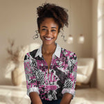 Personalized Pink Power Graffiti Women Casual Shirt Breast Cancer Awareness - African Pride