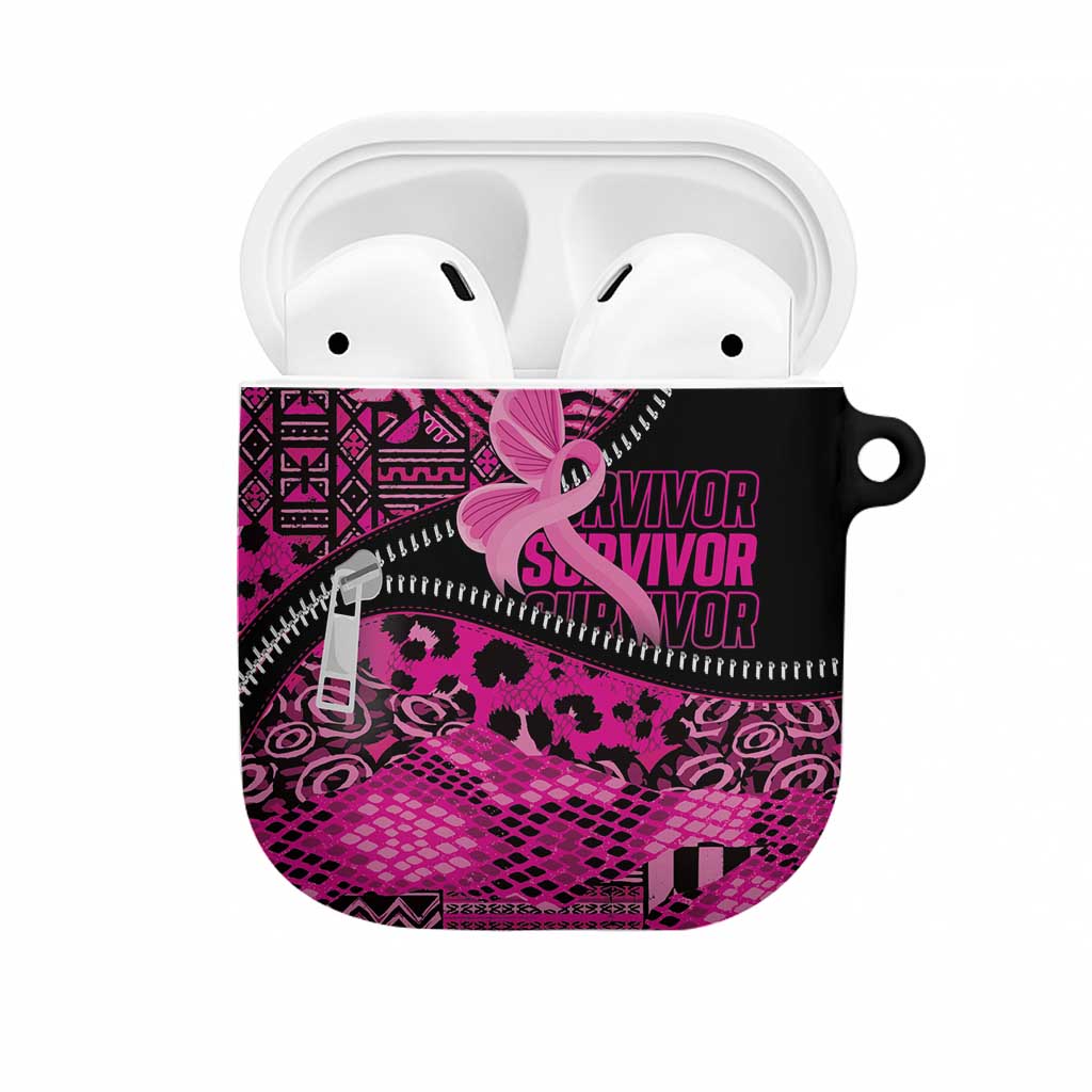Pink Ribbon Animals Skin African Mixed AirPods Case Zipper Stylized