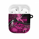 Pink Ribbon Animals Skin African Mixed AirPods Case Zipper Stylized