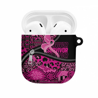 Pink Ribbon Animals Skin African Mixed AirPods Case Zipper Stylized