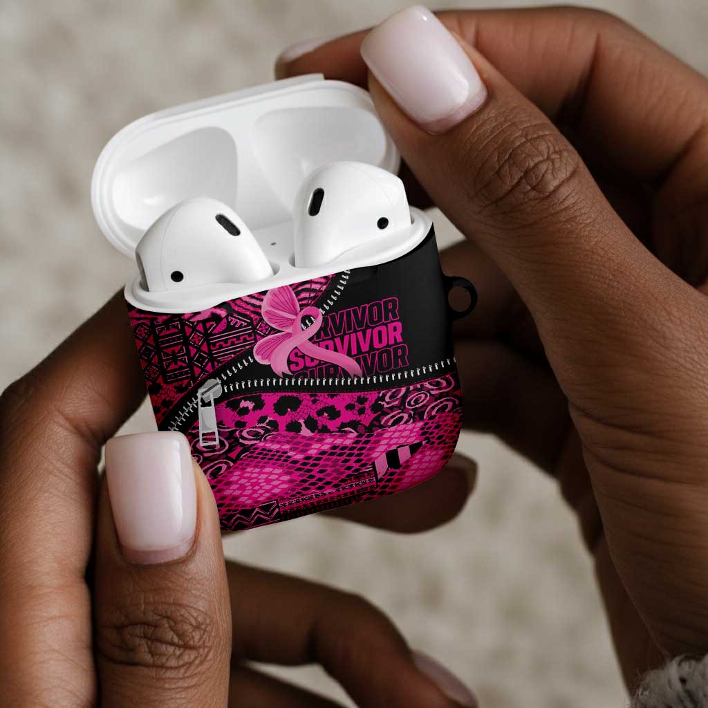 Pink Ribbon Animals Skin African Mixed AirPods Case Zipper Stylized