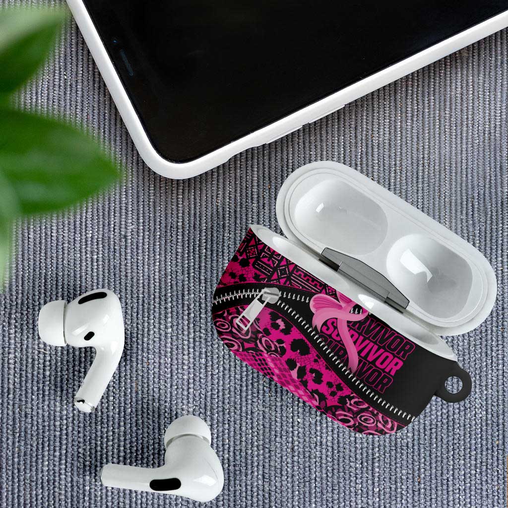 Pink Ribbon Animals Skin African Mixed AirPods Case Zipper Stylized