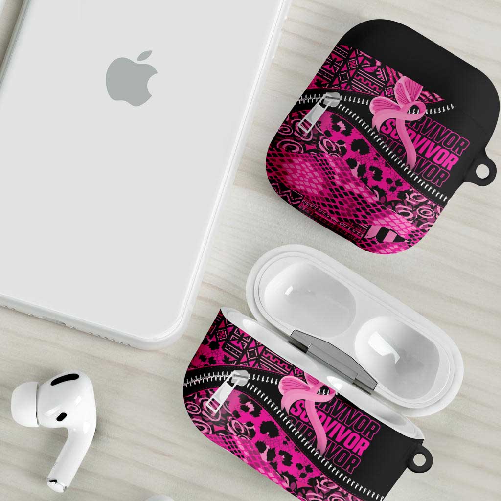 Pink Ribbon Animals Skin African Mixed AirPods Case Zipper Stylized