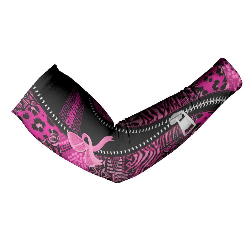 Pink Ribbon Animals Skin African Mixed Arm Sleeves Zipper Stylized