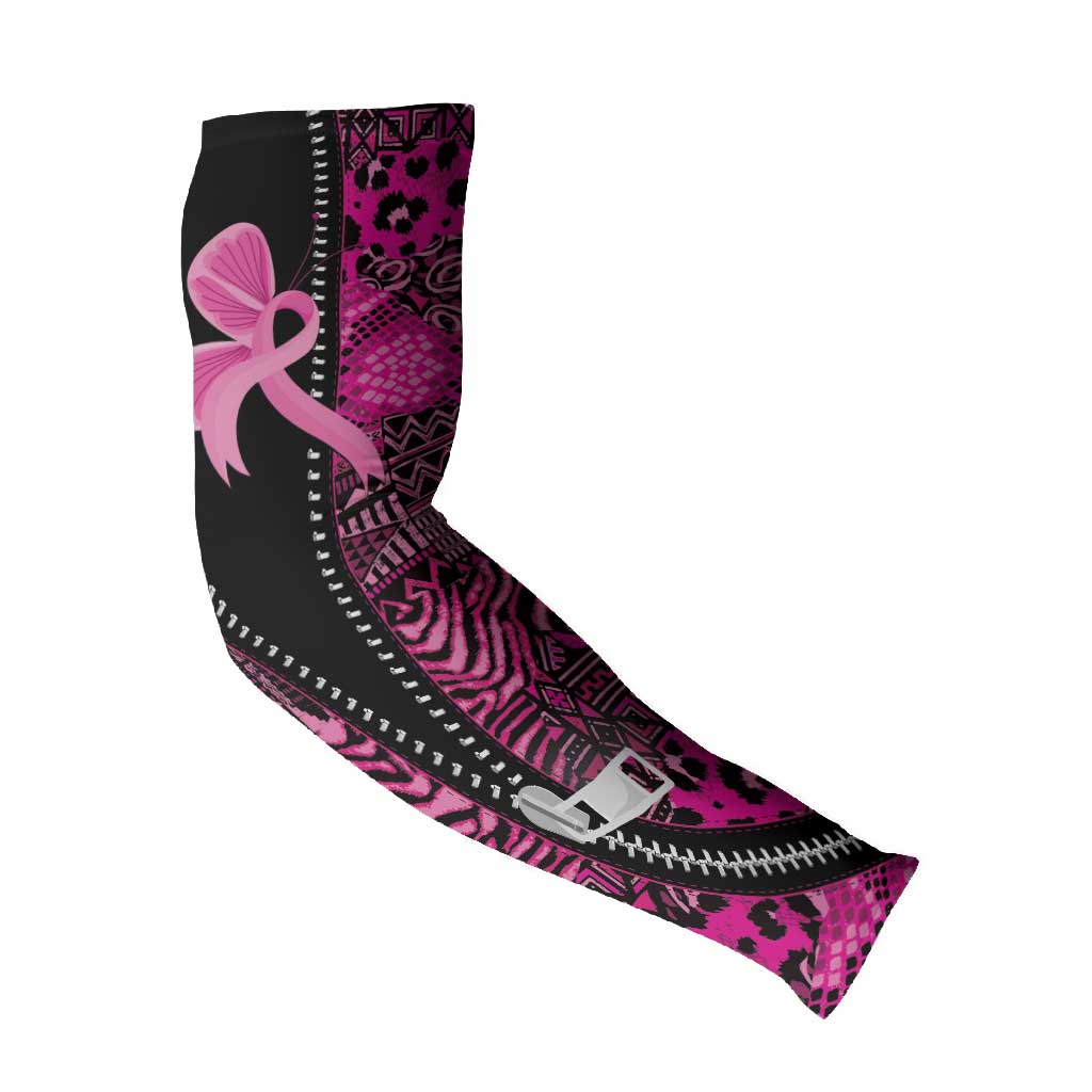 Pink Ribbon Animals Skin African Mixed Arm Sleeves Zipper Stylized
