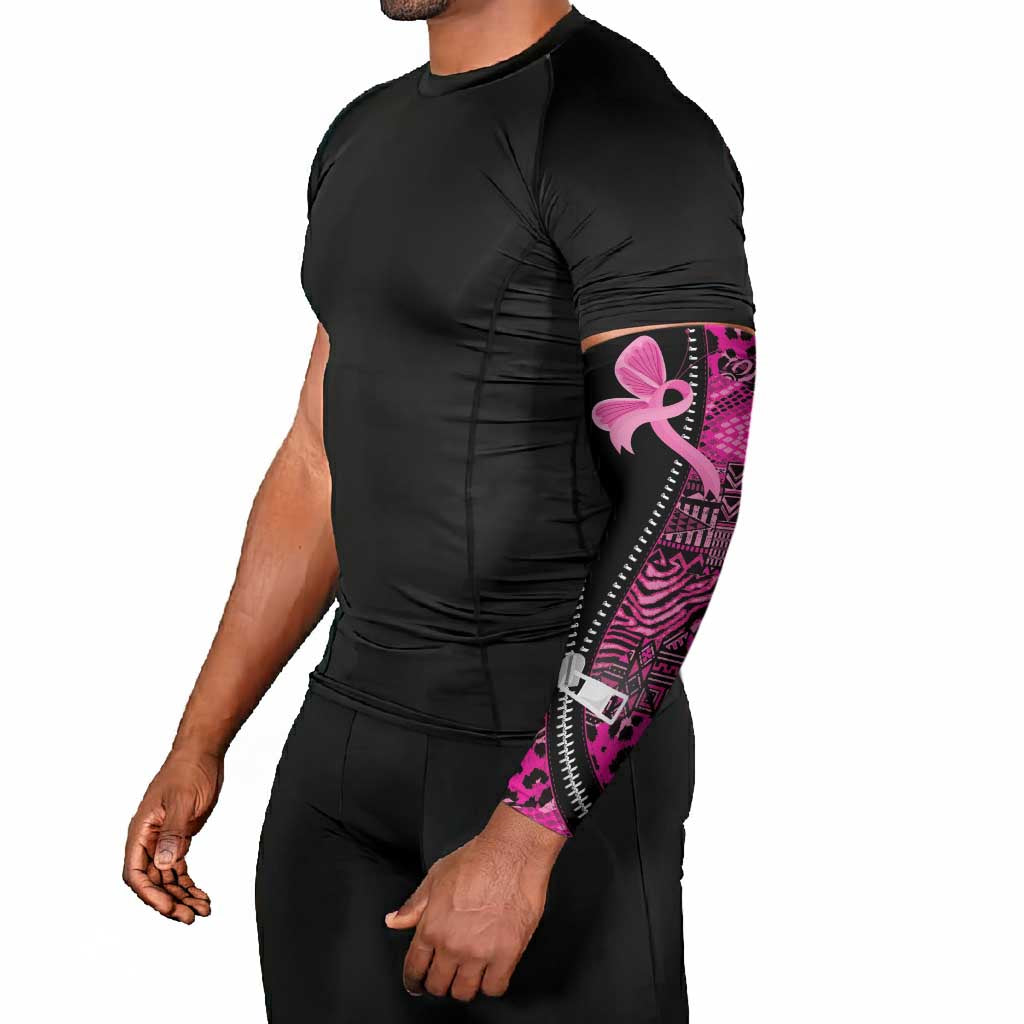 Pink Ribbon Animals Skin African Mixed Arm Sleeves Zipper Stylized
