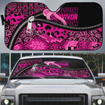 Pink Ribbon Animals Skin African Mixed Auto Sun Shade Zipper Stylized
