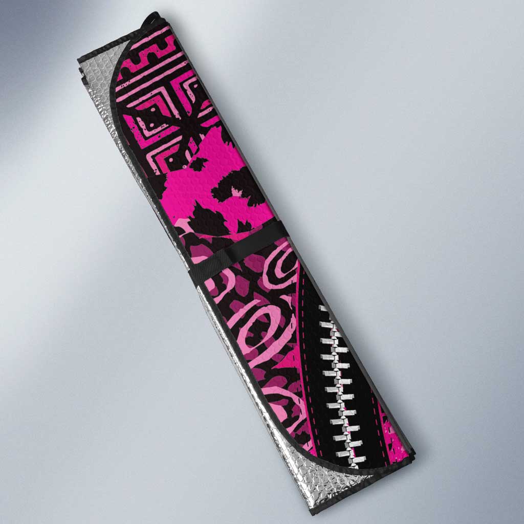 Pink Ribbon Animals Skin African Mixed Auto Sun Shade Zipper Stylized