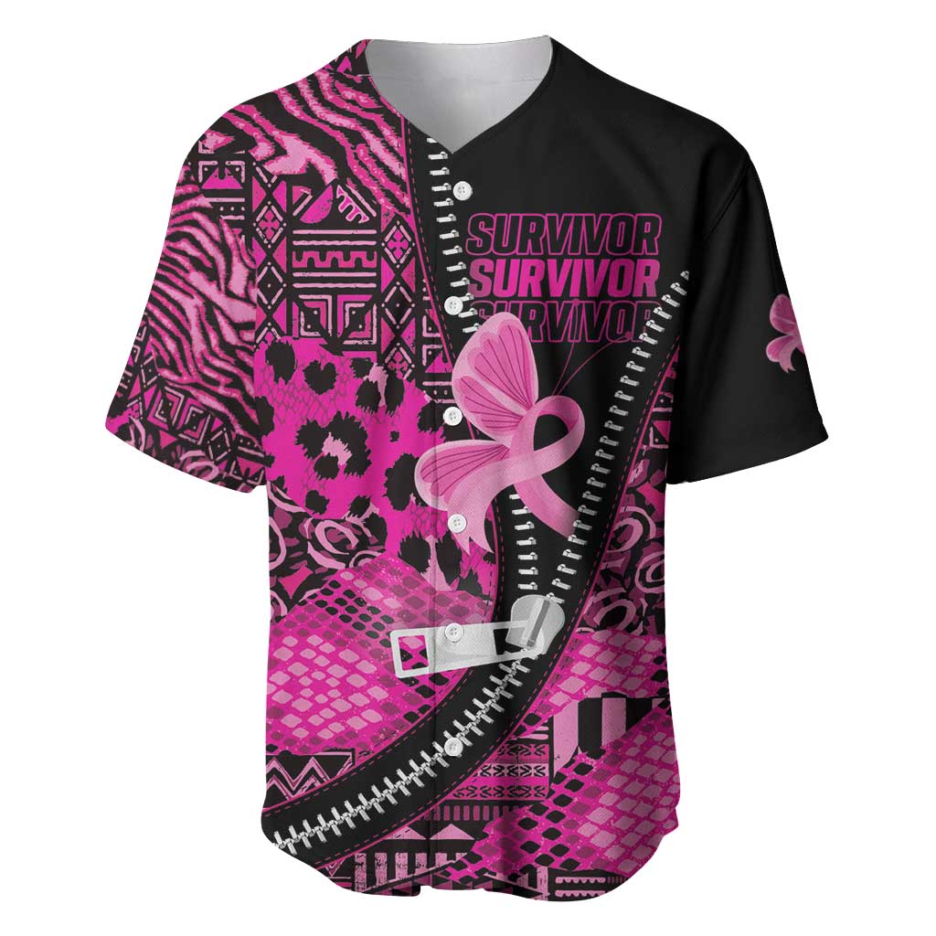 Pink Ribbon Animals Skin African Mixed Baseball Jersey Zipper Stylized - African Pride