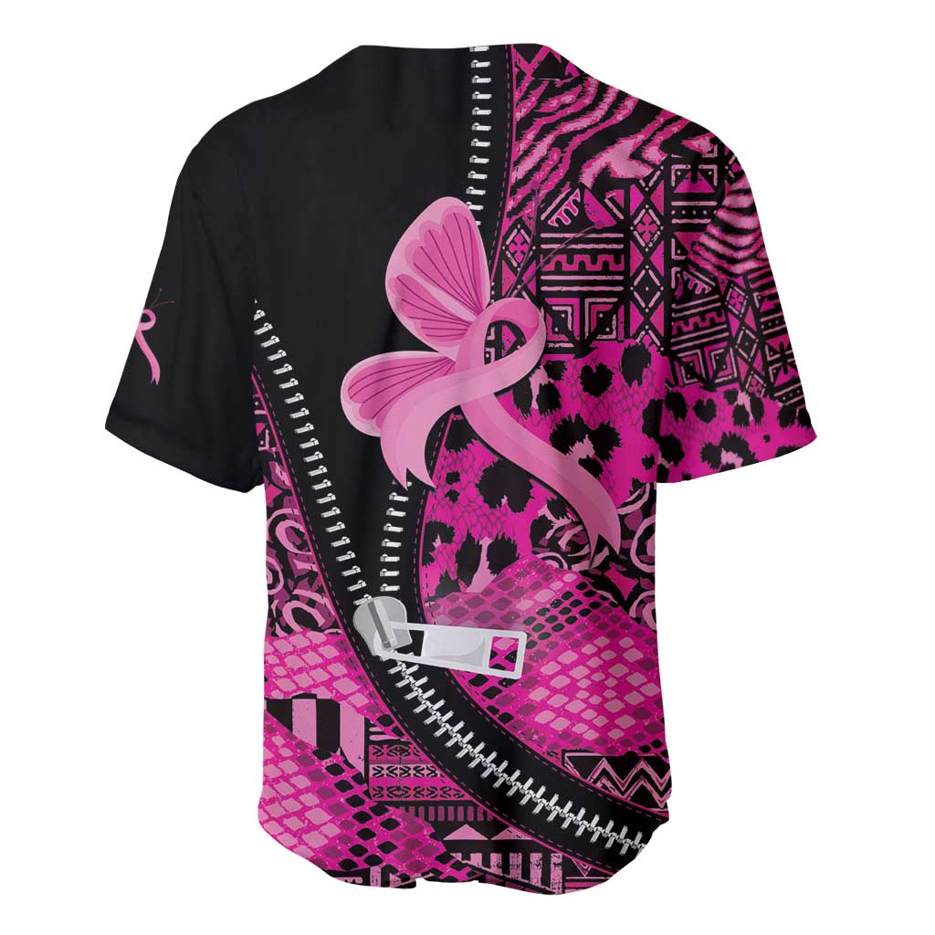 Pink Ribbon Animals Skin African Mixed Baseball Jersey Zipper Stylized - African Pride