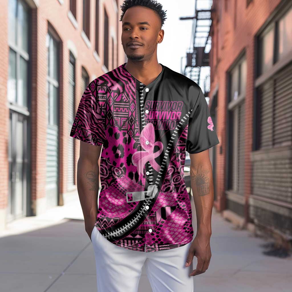 Pink Ribbon Animals Skin African Mixed Baseball Jersey Zipper Stylized - African Pride