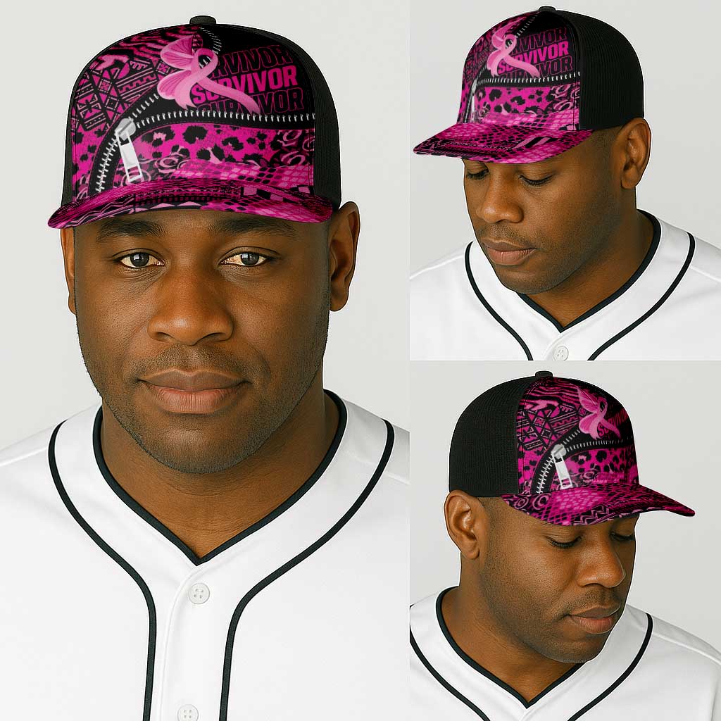 Pink Ribbon Animals Skin African Mixed Baseball Net Cap Zipper Stylized - African Pride