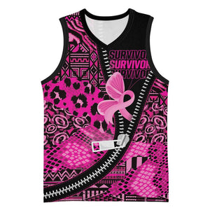 Pink Ribbon Animals Skin African Mixed Basketball Jersey Zipper Stylized LT01