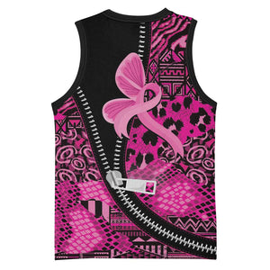 Pink Ribbon Animals Skin African Mixed Basketball Jersey Zipper Stylized LT01