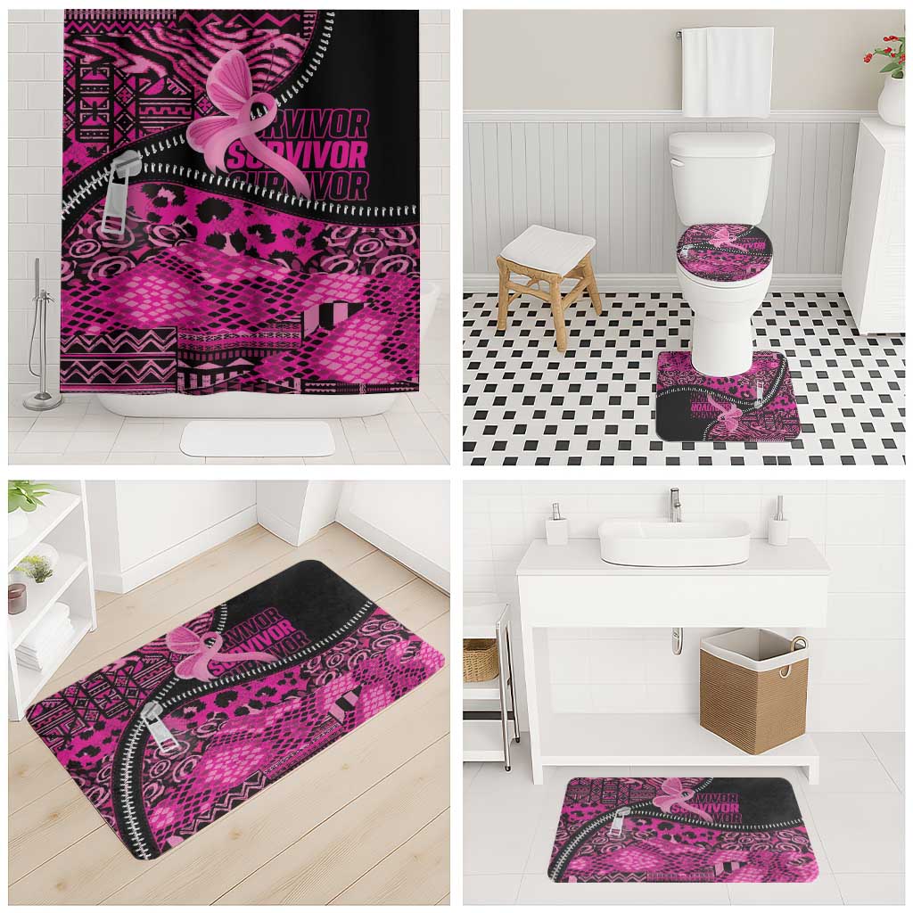 Pink Ribbon Animals Skin African Mixed Bathroom Set Zipper Stylized