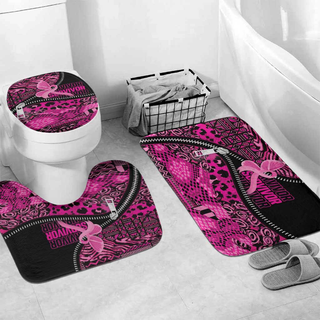 Pink Ribbon Animals Skin African Mixed Bathroom Set Zipper Stylized