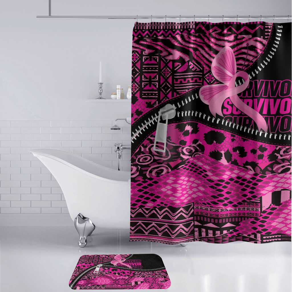 Pink Ribbon Animals Skin African Mixed Bathroom Set Zipper Stylized