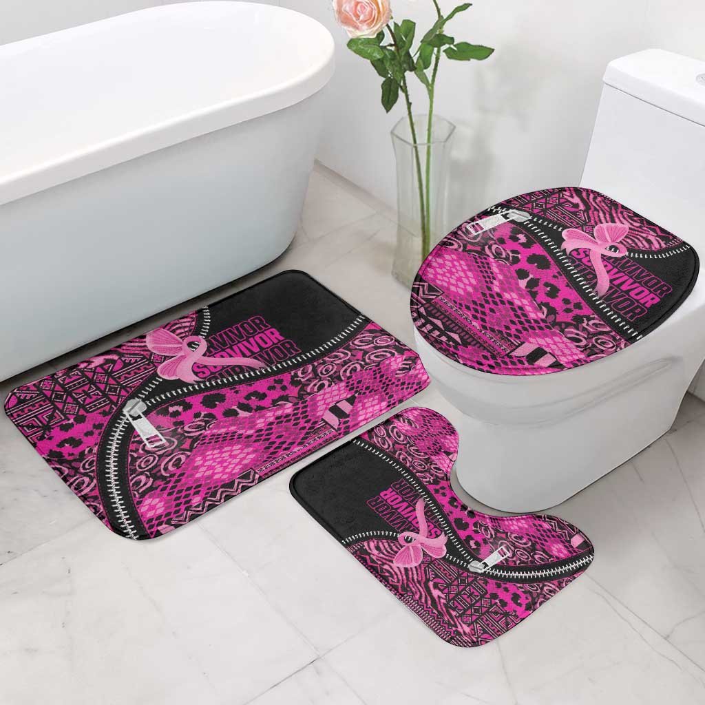 Pink Ribbon Animals Skin African Mixed Bathroom Set Zipper Stylized