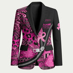 Pink Ribbon Animals Skin African Mixed Blazer Zipper Stylized