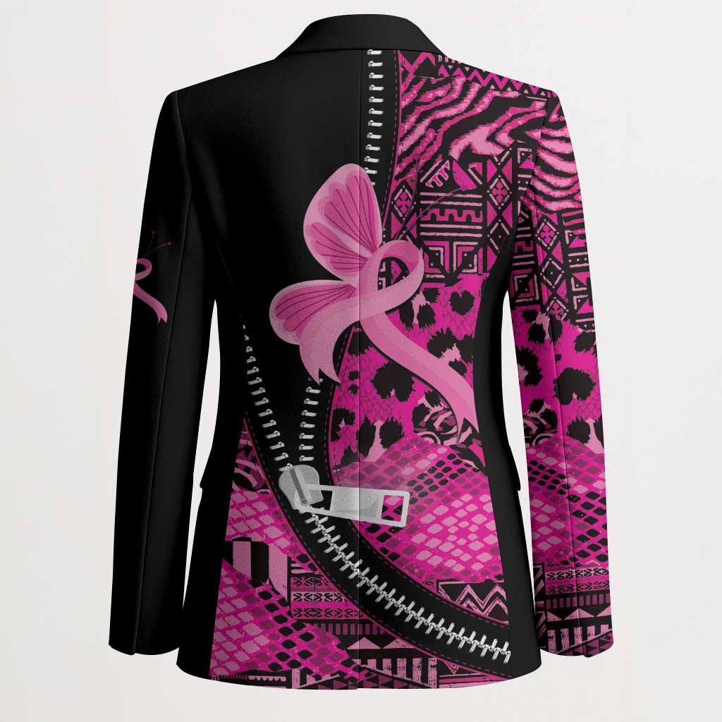 Pink Ribbon Animals Skin African Mixed Blazer Zipper Stylized