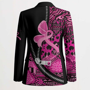 Pink Ribbon Animals Skin African Mixed Blazer Zipper Stylized