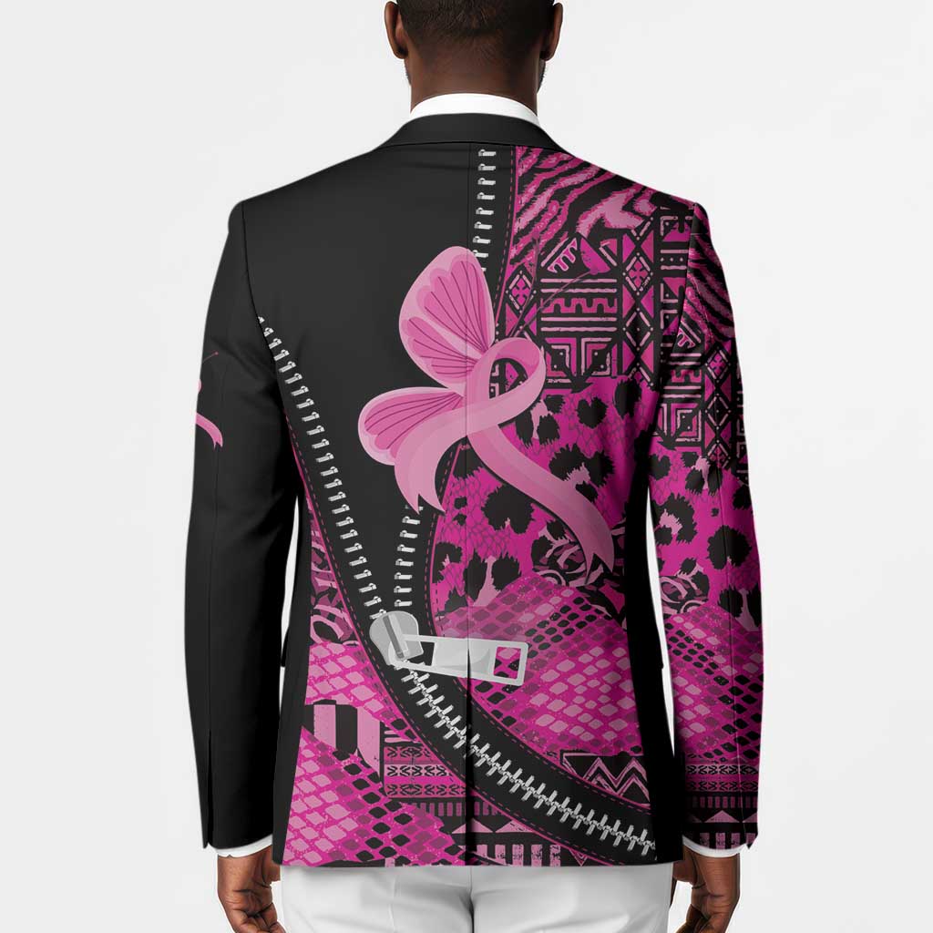 Pink Ribbon Animals Skin African Mixed Blazer Zipper Stylized