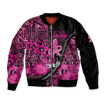 Pink Ribbon Animals Skin African Mixed Bomber Jacket Zipper Stylized - African Pride