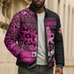 Pink Ribbon Animals Skin African Mixed Bomber Puffer Jacket Zipper Stylized