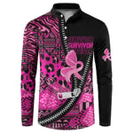 Pink Ribbon Animals Skin African Mixed Button Sweatshirt Zipper Stylized