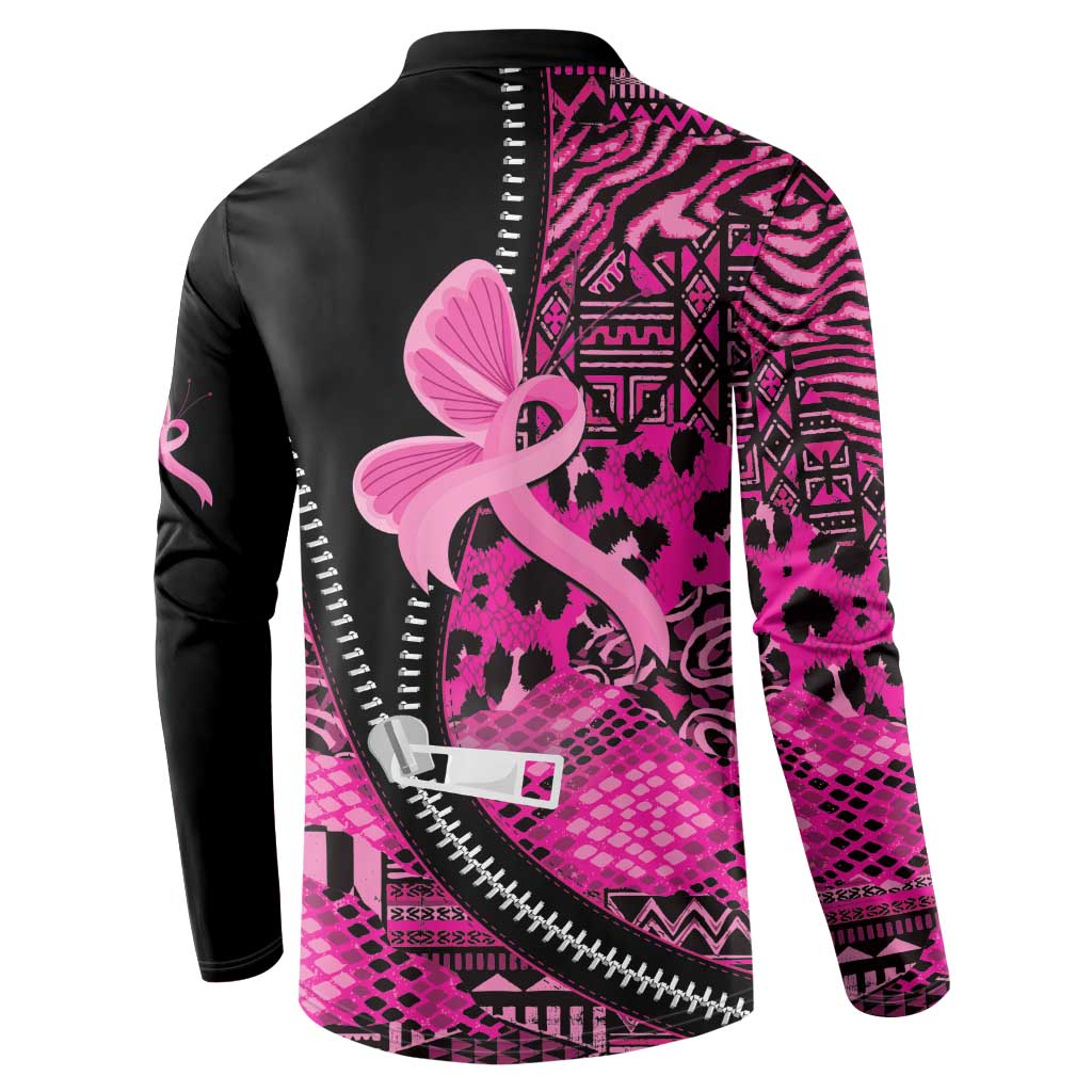 Pink Ribbon Animals Skin African Mixed Button Sweatshirt Zipper Stylized