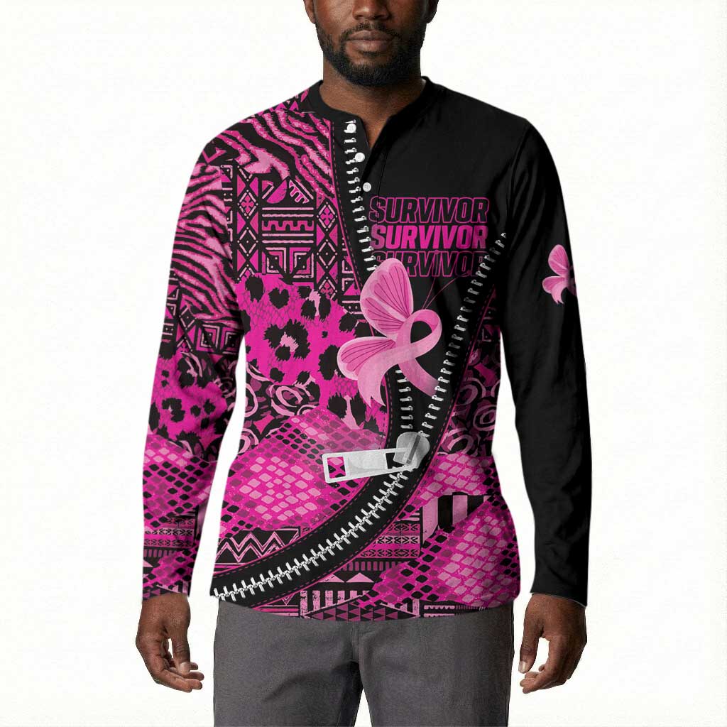 Pink Ribbon Animals Skin African Mixed Button Sweatshirt Zipper Stylized