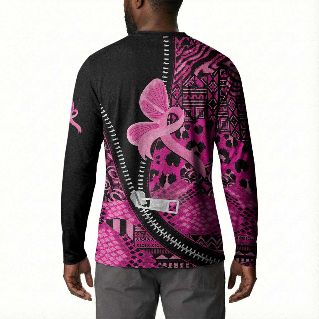 Pink Ribbon Animals Skin African Mixed Button Sweatshirt Zipper Stylized