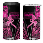 Pink Ribbon Animals Skin African Mixed 4 in 1 Can Cooler Tumbler Zipper Stylized - African Pride