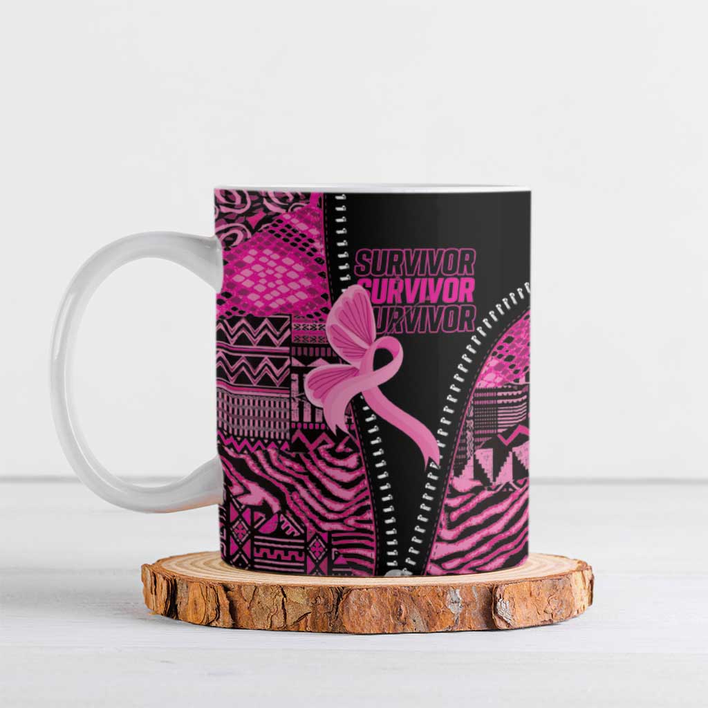 Pink Ribbon Animals Skin African Mixed Ceramic Mug Zipper Stylized