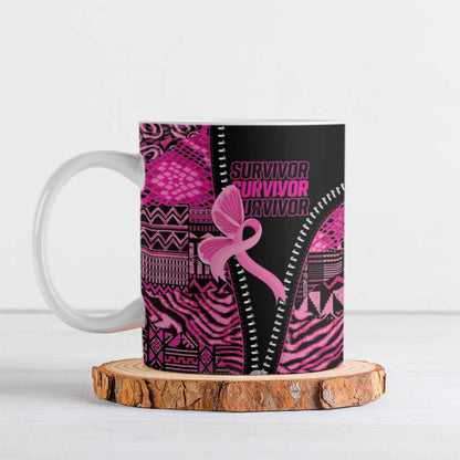 Pink Ribbon Animals Skin African Mixed Ceramic Mug Zipper Stylized