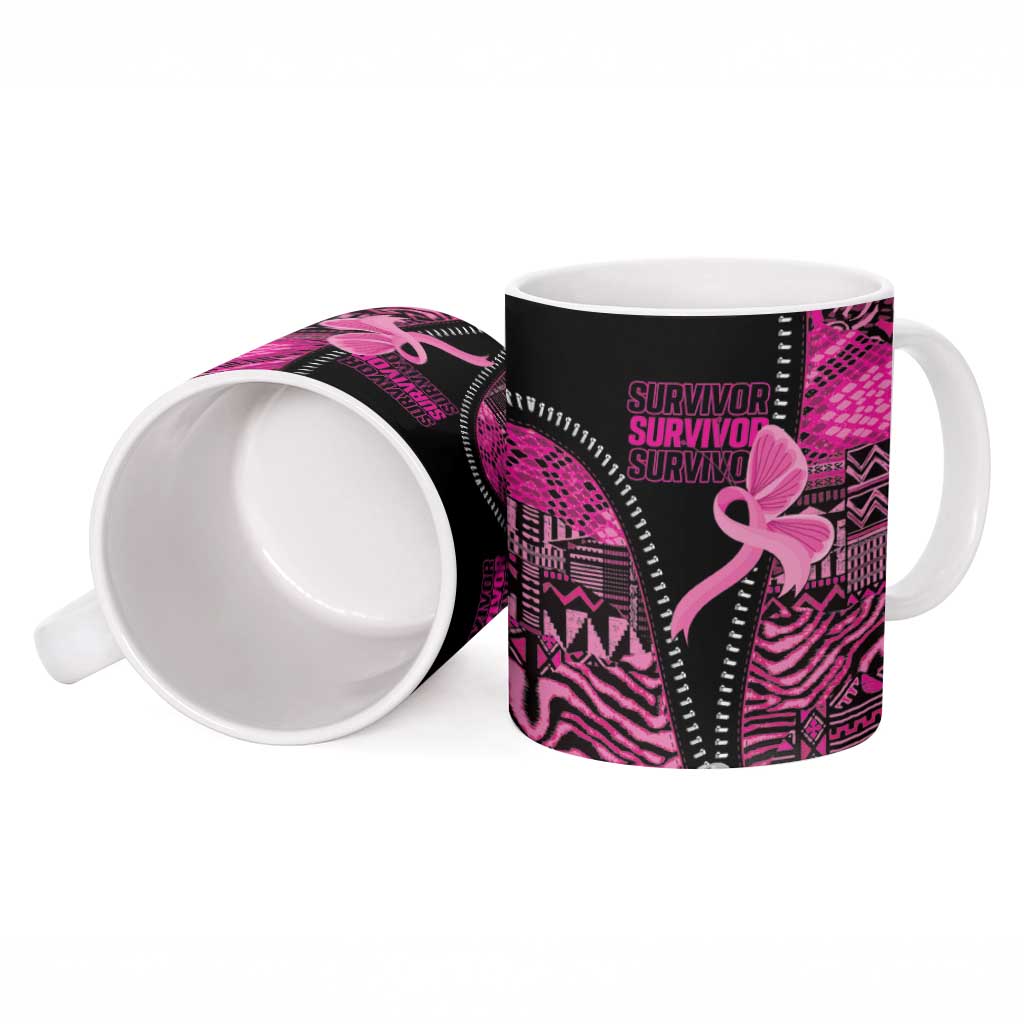 Pink Ribbon Animals Skin African Mixed Ceramic Mug Zipper Stylized