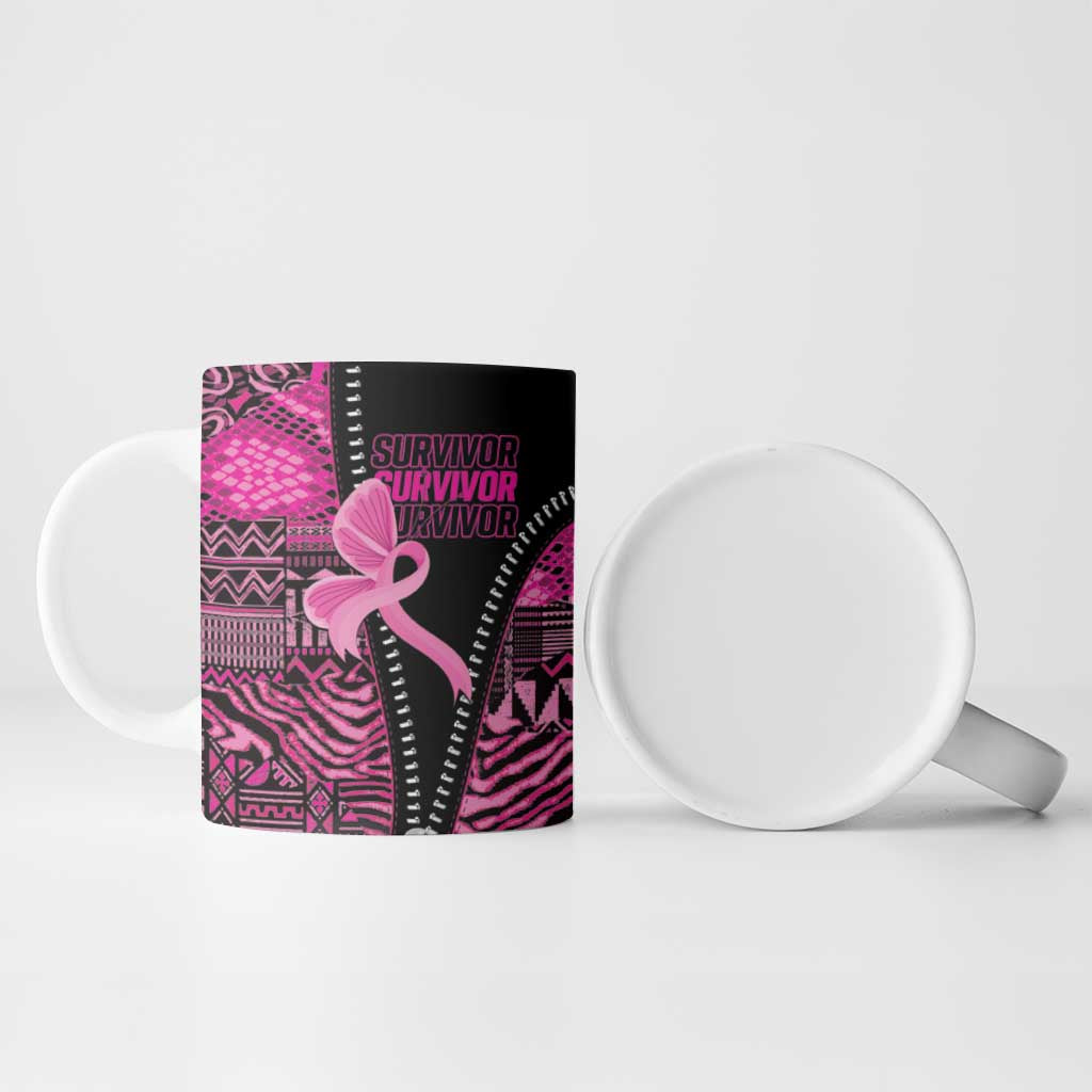 Pink Ribbon Animals Skin African Mixed Ceramic Mug Zipper Stylized