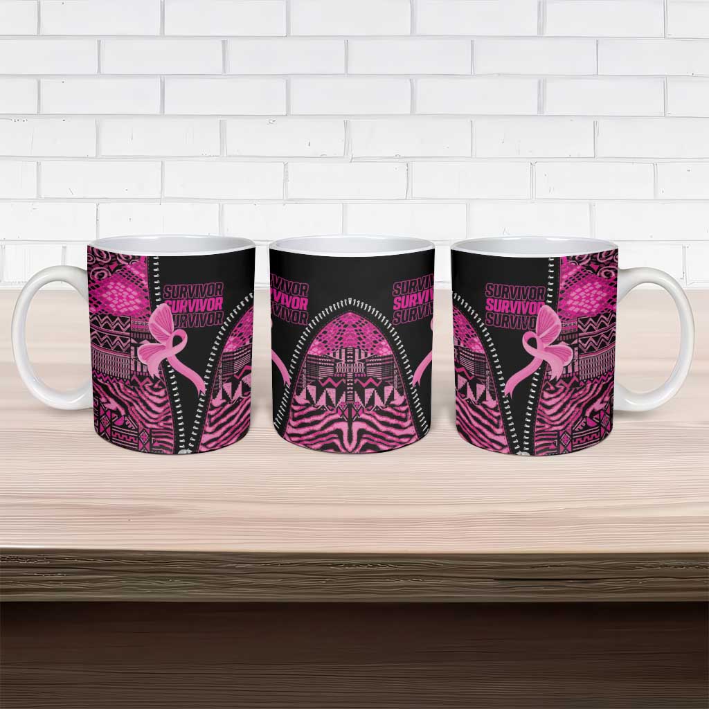 Pink Ribbon Animals Skin African Mixed Ceramic Mug Zipper Stylized